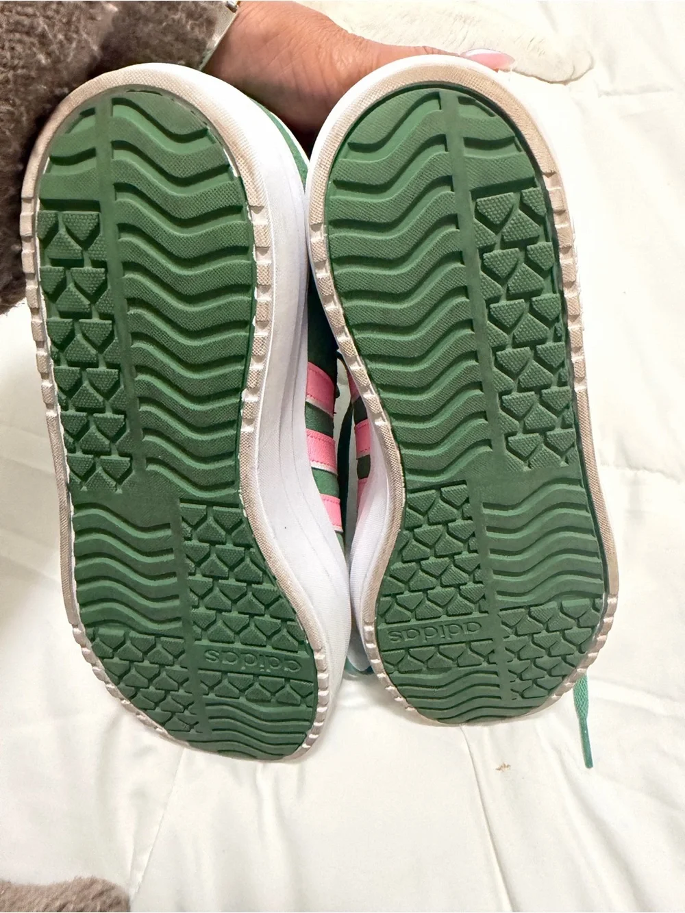 adidas Green Sneakers with Pink Stripes - Women's Lace-Up Casual